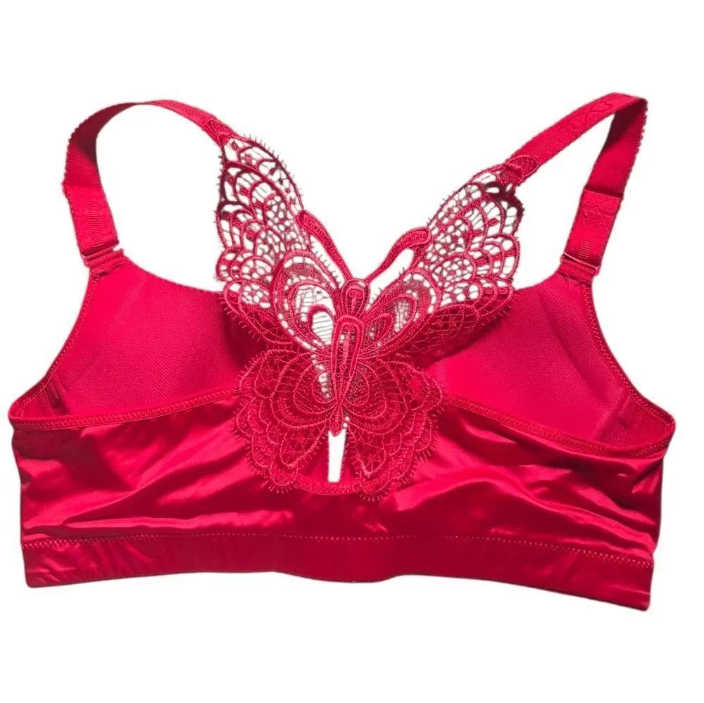 Sexy Red Butterfly Lace Back Bra